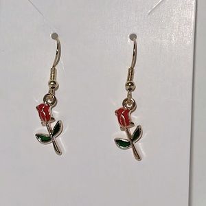 Red rose earrings